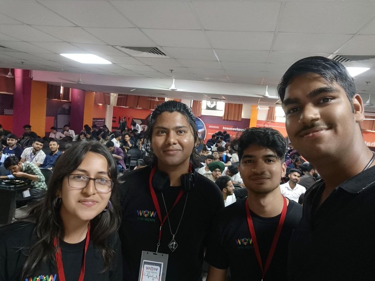 Selfie with my team in front of a packed hall at the WOW event