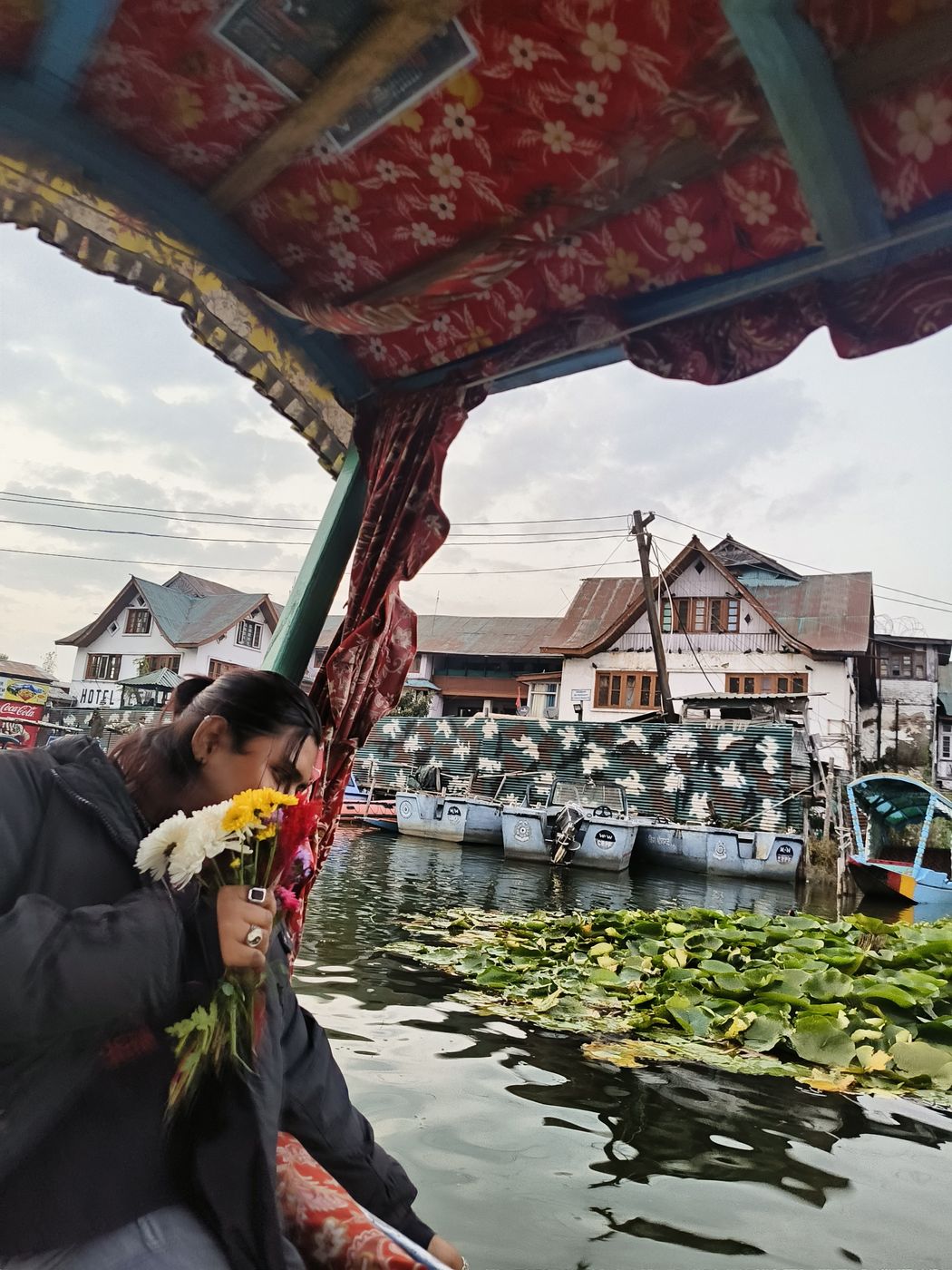 On a shikara boat on Dal Lake